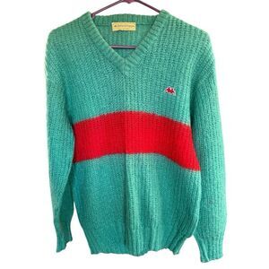 Vtg Robe Di Kappa Sweater Women's Sz M Red Green Mohair Wool Blend Made In Italy